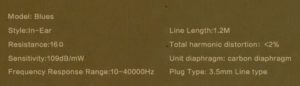 Tanchjim Blues specifications